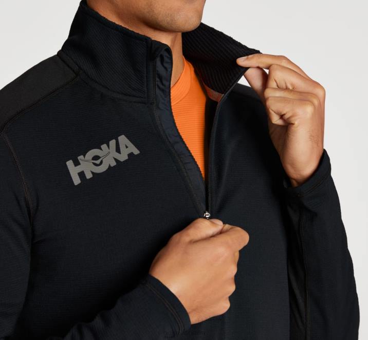 Hoka hombres Capa intermedia con 1/2 cremallera PBDP642 negro