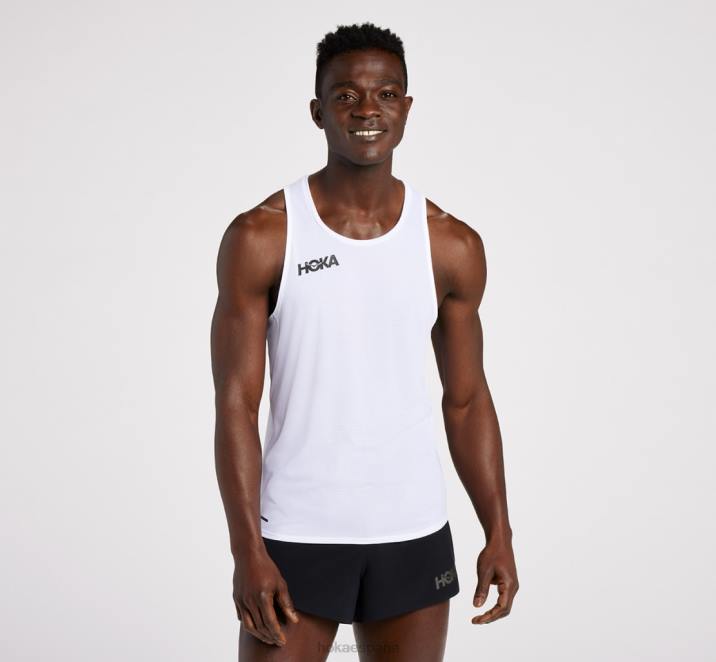 Hoka hombres camiseta de deslizamiento PBDP629 blanco