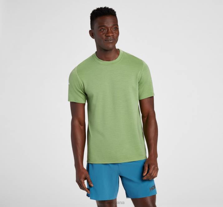 Hoka hombres manga corta en mezcla de merino de peso medio PBDP645 escarcha loden