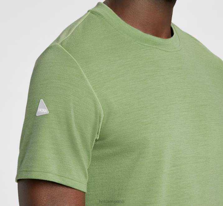 Hoka hombres manga corta en mezcla de merino de peso medio PBDP645 escarcha loden