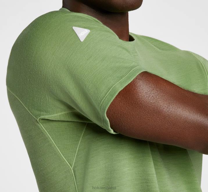 Hoka hombres manga corta en mezcla de merino de peso medio PBDP645 escarcha loden