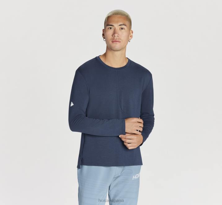 Hoka hombres mezcla de merino manga larga PBDP646 espacio exterior