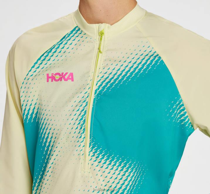 Hoka mujer 1/2 cremallera cortavientos PBDP372 amarillo dorado