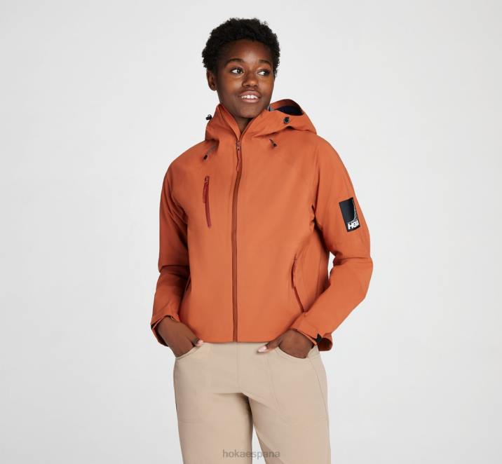 Hoka mujer chaqueta impermeable de transporte PBDP373 arcilla cocida