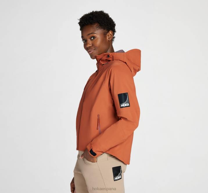 Hoka mujer chaqueta impermeable de transporte PBDP373 arcilla cocida