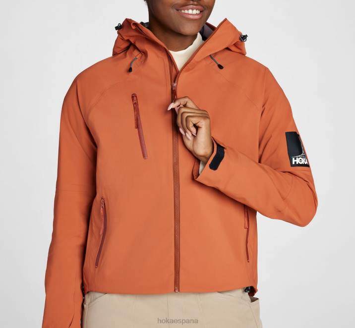 Hoka mujer chaqueta impermeable de transporte PBDP373 arcilla cocida