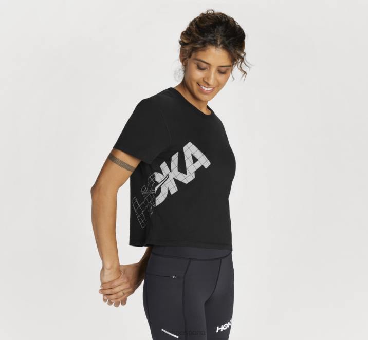 Hoka mujer camiseta para todo el día PBDP348 negro/niebla del puerto