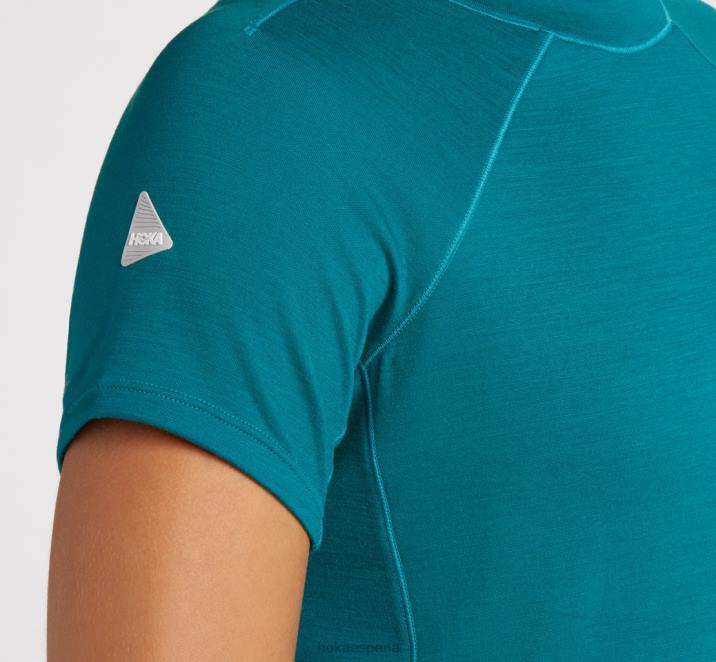 Hoka mujer manga corta en mezcla de merino de peso medio PBDP351 lago profundo