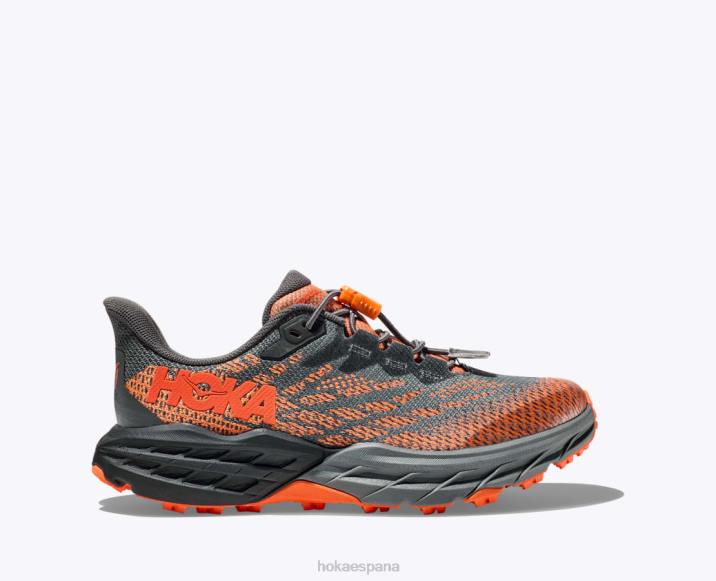 Hoka niños cabra rápida 5 PBDP677 castlerock/naranja vibrante