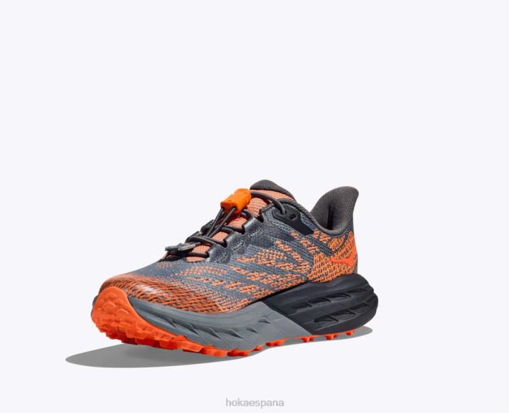 Hoka niños cabra rápida 5 PBDP677 castlerock/naranja vibrante