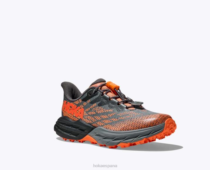 Hoka niños cabra rápida 5 PBDP677 castlerock/naranja vibrante