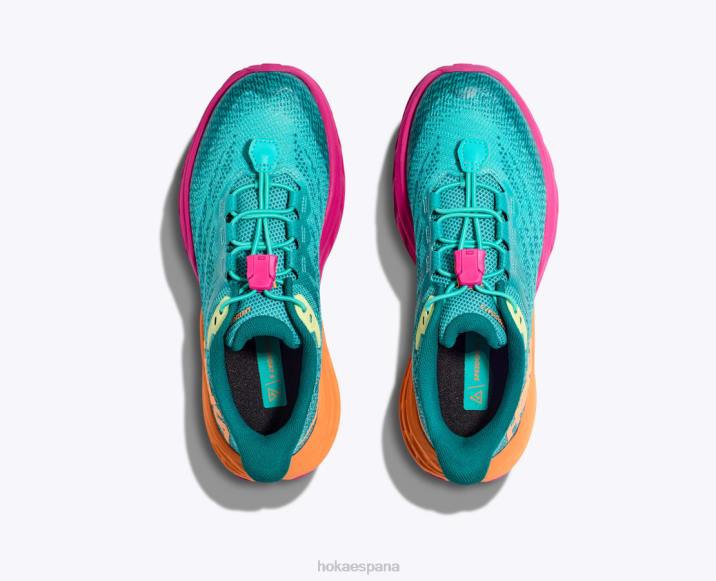 Hoka niños cabra rápida 5 PBDP678 castlerock/naranja vibrante